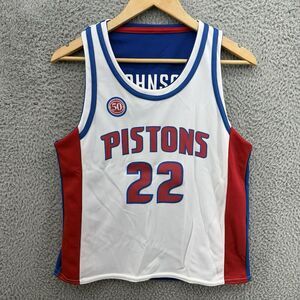 Detroit Pistons Reversible Basketball‎ Jersey Prince #22 Johnson #15 Sz L 14-16